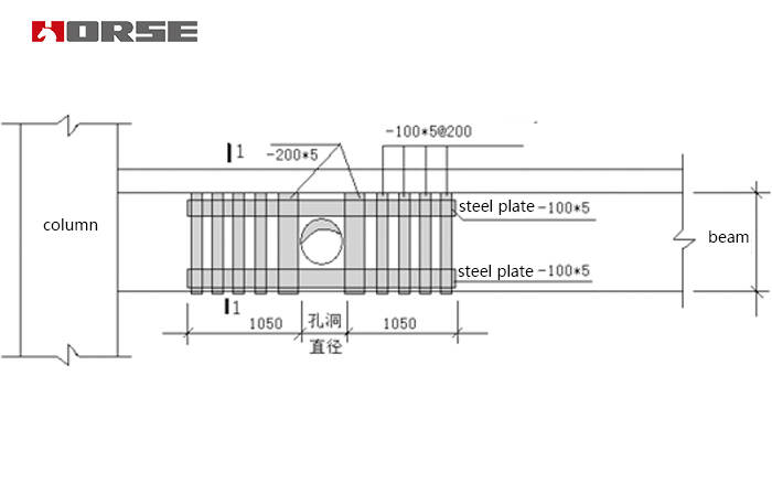Strengthening scheme for damaged frame beam Strengthening scheme for damaged frame beam