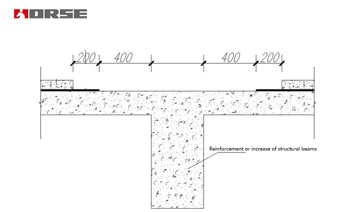 Section thickening of the top section of the beam Section thickening of the top section of the beam