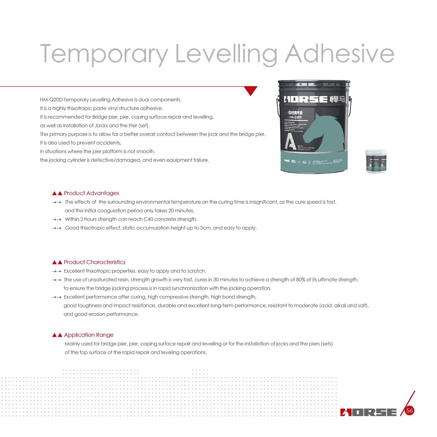 Horse temporary levleing adhesvie