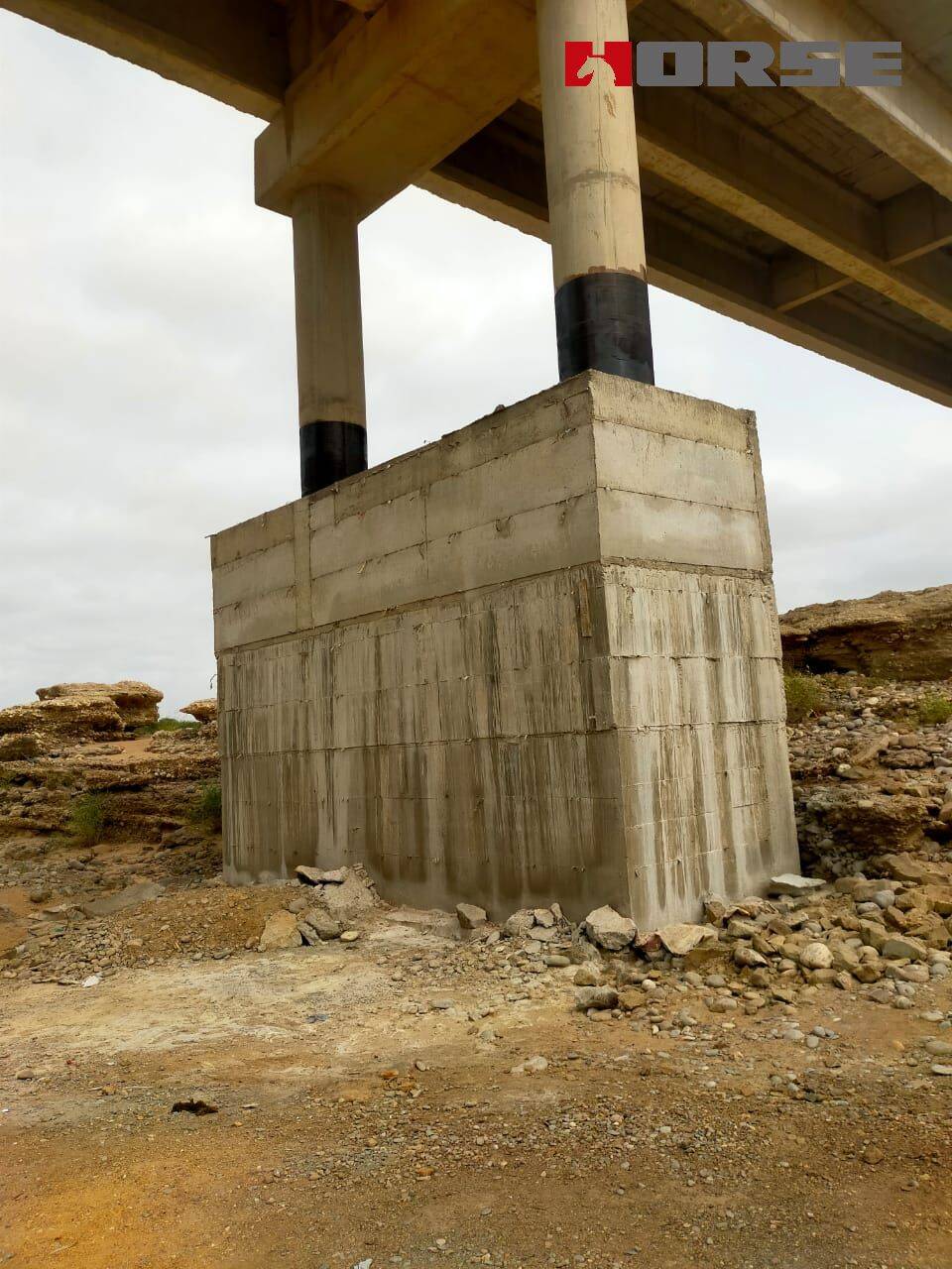 Carbon Fiber CFRP Strengthening The Pier Of Bridge